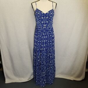 Xhilaration M Dress Maxi Blue Bird of Paradise Chiffon Boho Cottagecore Whimsy